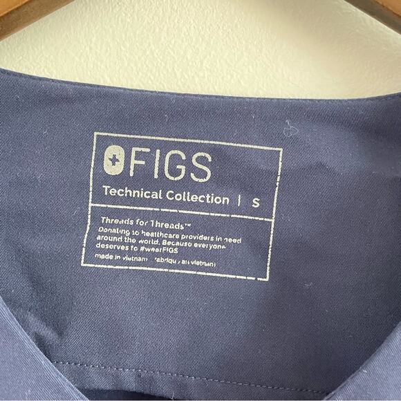 Figs Women’s Limited Edition Inala V-Neck Scrub Top Navy Blue Side Zipper Rolled - Picture 4 of 11